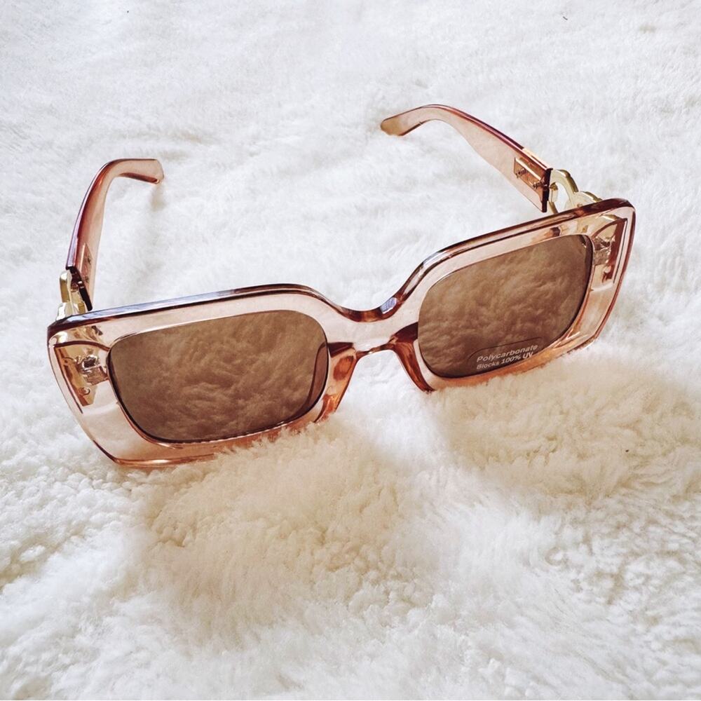 Camille Clear Coral Oversized Square Sunglasses - Picture 6 of 11